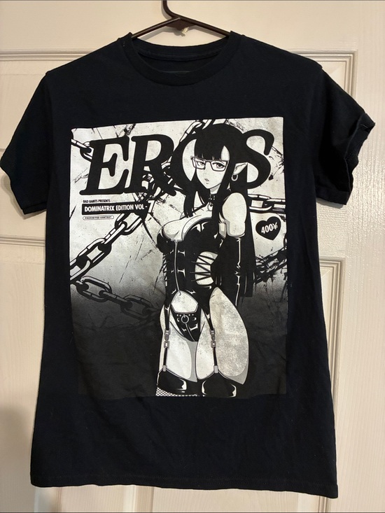 Tops - Bad Habit Black Graphic EROS Anime Tee with Monochrome Print